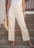 Light Beige Women's Casual High Waisted Lightweight Lounge Barrel Cropped Pants Soft Smocked Comfort Wear