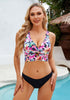 Black Floral Women's Beach Bikini Top Swimsuit Cover Up Floral Printed Wide Adjustable Strap-Tops