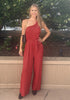 Luscious Red Comfy Sleeveless Belted Jumpsuits & Long Rompers for Women