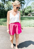 Hot Pink Women's High Waisted Pleated Dress Shorts for Business and Casual Outfits