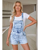 Women's Ripped Denim Bib Overall Shorts Raw Hem Shortall Jeans