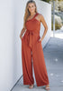 Rust Comfy Sleeveless Belted Jumpsuits & Long Rompers for Women