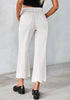 Cream White Women's Crop Destroyed Flare High Waisted Denim Jeans Stretch Regular Fit