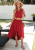 Tango Red Women's Business Suiting Crop Top High Waist Skirt Set