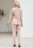 Peach Blush Women's Blazer Set Business Casual Full Fit Blazer Jackets and Straight Pant Suits with Pockets