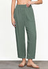 Olive Green Women's Casual High Waisted Lightweight Lounge Barrel Cropped Pants Soft Smocked Comfort Wear