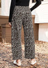Women's Leopard Print Wide Leg Pants with Drawstring Elastic Waist Casual Loose Trousers for Summer Lounge & Vacation
