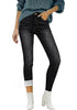 Faded Black Women's Denim High Waisted Skinny Stretch Fleece-Lined Thermal Leggings