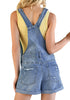 Classic Blue Roll-Over Hem Ripped Denim Shorts Overall