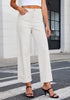 Cream White Women's High Waisted Jeans Wide Leg Jeans Stylish Commuter Jeans Comfortable Jeans