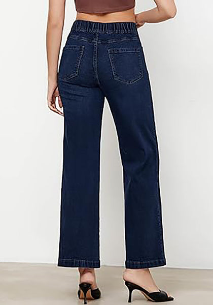 Rinse Blue Women's Stretchy Pull On Jeans High Waisted Denim Pants