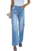 Indigo Medium Blue Women's High Waist 90s Wide Leg Stretchy Jean Pants