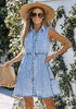 Roadknight Blue Denim Dress for Women Sleeveless Babydoll Button Down Short Jean Dresses Cute Summer