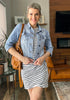 Azure Mood Women's Brief Vintage Distressed Stretchy Puff Sleeve Denim Jackets