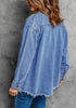 Wave Blue Button Down Tunic Denim Shirt Jacket