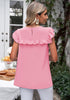 Candy Pink Sleeveless Blouses for Women Dressy Casual Ruffles Cap Sleeves Flowy Tank Tops Work Office