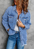 Wave Blue Button Down Tunic Denim Shirt Jacket