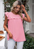Candy Pink Sleeveless Blouses for Women Dressy Casual Ruffles Cap Sleeves Flowy Tank Tops Work Office