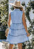 Roadknight Blue Denim Dress for Women Sleeveless Babydoll Button Down Short Jean Dresses Cute Summer