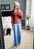 Medium Blue Women's Stretchy Pull On Jeans High Waisted Denim Pants