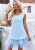 Corydalis Blue LookbookStore Cocktail Dresses for Women Wedding Guest Tulle Dress Sleeveless Summer Shift Dresses Special Occasions