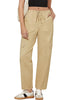 Light Khaki Women's Relaxed Fit Drawstring Regular Full Length Hiking Casual Baggy Pant