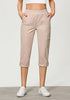 Pioneer Beige Women Waist High Waist Slight Stretch Capri Elastic Wais