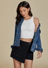 Women's Basic Long Sleeves Button Down Fitted Denim Jean Jackets