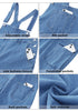 Medium Blue Women's Casual Adjustable Strap Wide Leg Jumpsuit with Pocket Jeans Trouser