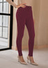Wine Red Women's Classic Skinny High Waist Stretch Pants Trouser