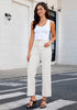 Cream White Women's High Waisted Jeans Wide Leg Jeans Stylish Commuter Jeans Comfortable Jeans