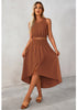 Brown Women's Business Suiting Crop Top High Waist Skirt Set