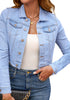 Cool Blue Women's Basic Long Sleeves Fitted Denim Cropped Jacket