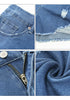 Medium Blue Women's High Waisted Denim Distressed Jeans Shorts Frayed Raw Hem Ripped Shorts