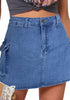 Medium Blue Women's High Waist Cargo Pocket Skirt Y2K Short