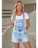 Women's Ripped Denim Bib Overall Shorts Raw Hem Shortall Jeans