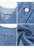 Medium Blue Women's Cropped Jeans Vest Denim Top Button Down Casual Sleeveless Jacket