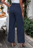 Navy Blue Women's High Waisted Wide Leg Business Work Pants