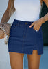 Reef Blue Women's Brief Denim High Waisted Skirt Split Hem Stretch