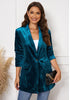 Dark Blue Women's Oversized Velvet Blazers Business Casual Suit Jacket