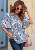 Paisley Blue Women's Casual Floral Print Short Sleeve Flowy Babydoll Tops