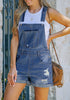 Blue Roll-Over Hem Ripped Denim Shorts Overall