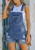 Blue Roll-Over Hem Ripped Denim Shorts Overall