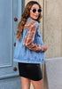 Classic Blue + Orange Plaid Women's Denim Oversized Plaid Shacket Jacket Vintage Shirt Jackets