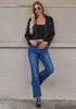 Classic Blue Women's Straight Leg Pull On Denim Pant High Waisted Stretch