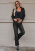 Washed Black Women's Straight Leg Pull On Denim Pant High Waisted Stretch