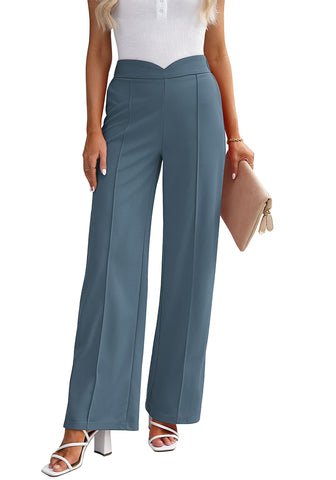 Dusty Bule Women's Stretch Business Casual High Waisted Work Office Wide Leg Trouser Pants