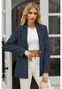 Navy Blue Women's Office Casual Long Sleeve Pocket Blazer Jacket