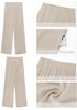 Tan Women's High Waisted Wide Leg Pants Back Elastic Trouser Business Casual Pants With Pockets