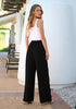 Relaxed Fit High Waisted Elastic Waist Wide Leg Drawstring Pocket Pant